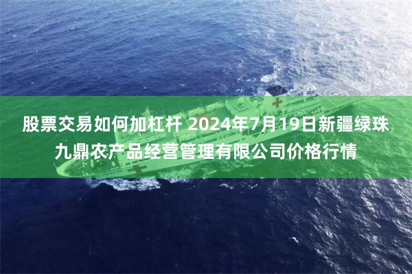   股票交易如何加杠杆 2024年7月19日新疆绿珠九鼎农产品经营管理有限公司价格行情