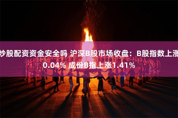 炒股配资资金安全吗 沪深B股市场收盘：B股指数上涨0.04% 成份B指上涨1.41%