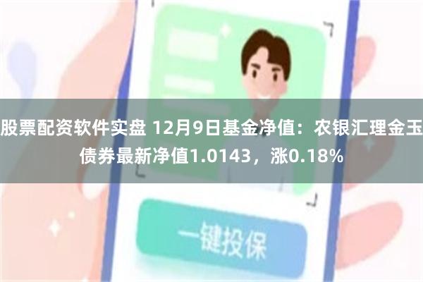 股票配资软件实盘 12月9日基金净值：农银汇理金玉债券最新净