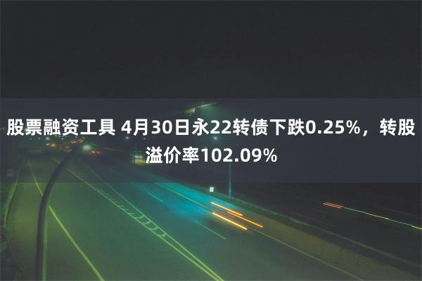   股票融资工具 4月30日永22转债下跌0.25%，转股溢价率102.09%